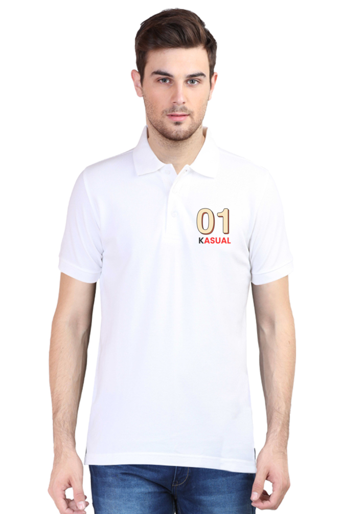 Embroidered Typography Polo Half Sleeve T-Shirt