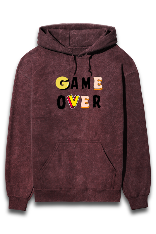 Game Over_Unisex Acid Wash Hooded Sweatshirt