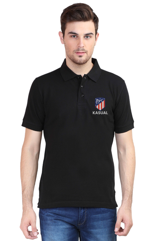 Embroidered Atletico Madrid Polo Half Sleeve T-Shirt